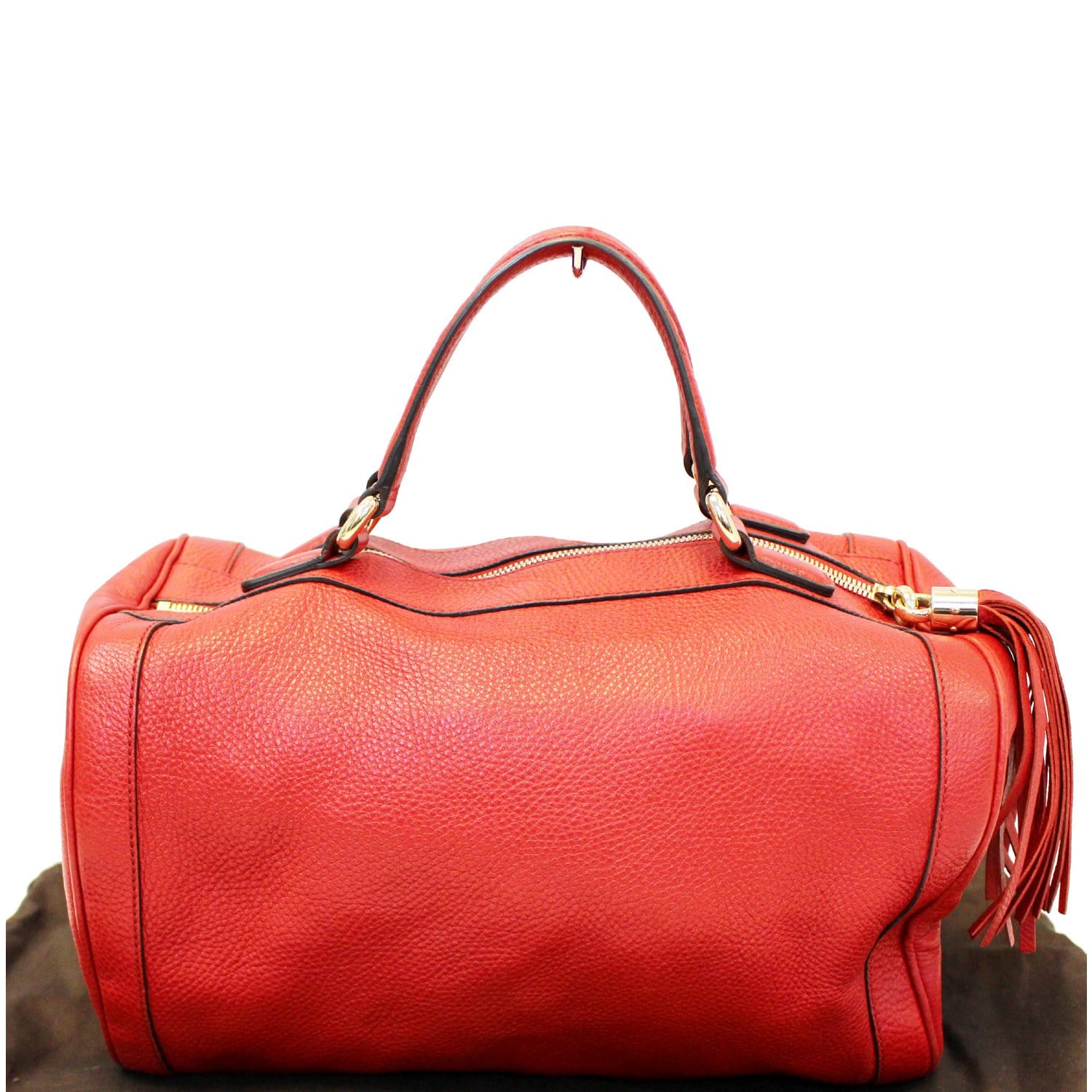 Genuine leather portable fashion Boston bag-5421cd red - Shop