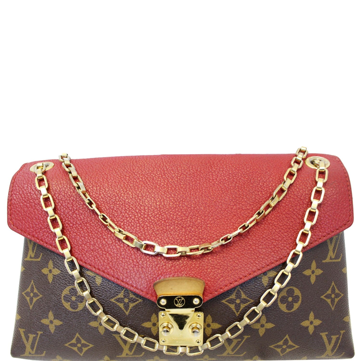 Louis Vuitton Aurore Leather and Ebene Monogram Coated Canvas Pallas Chain Bag Gold Hardware, 2014 (Very Good)