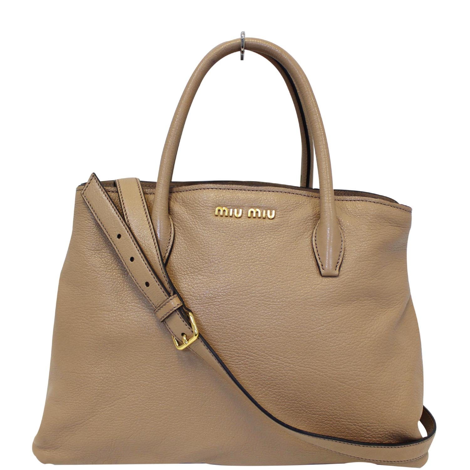 Miu Miu Brown Madras Leather Shopping Tote