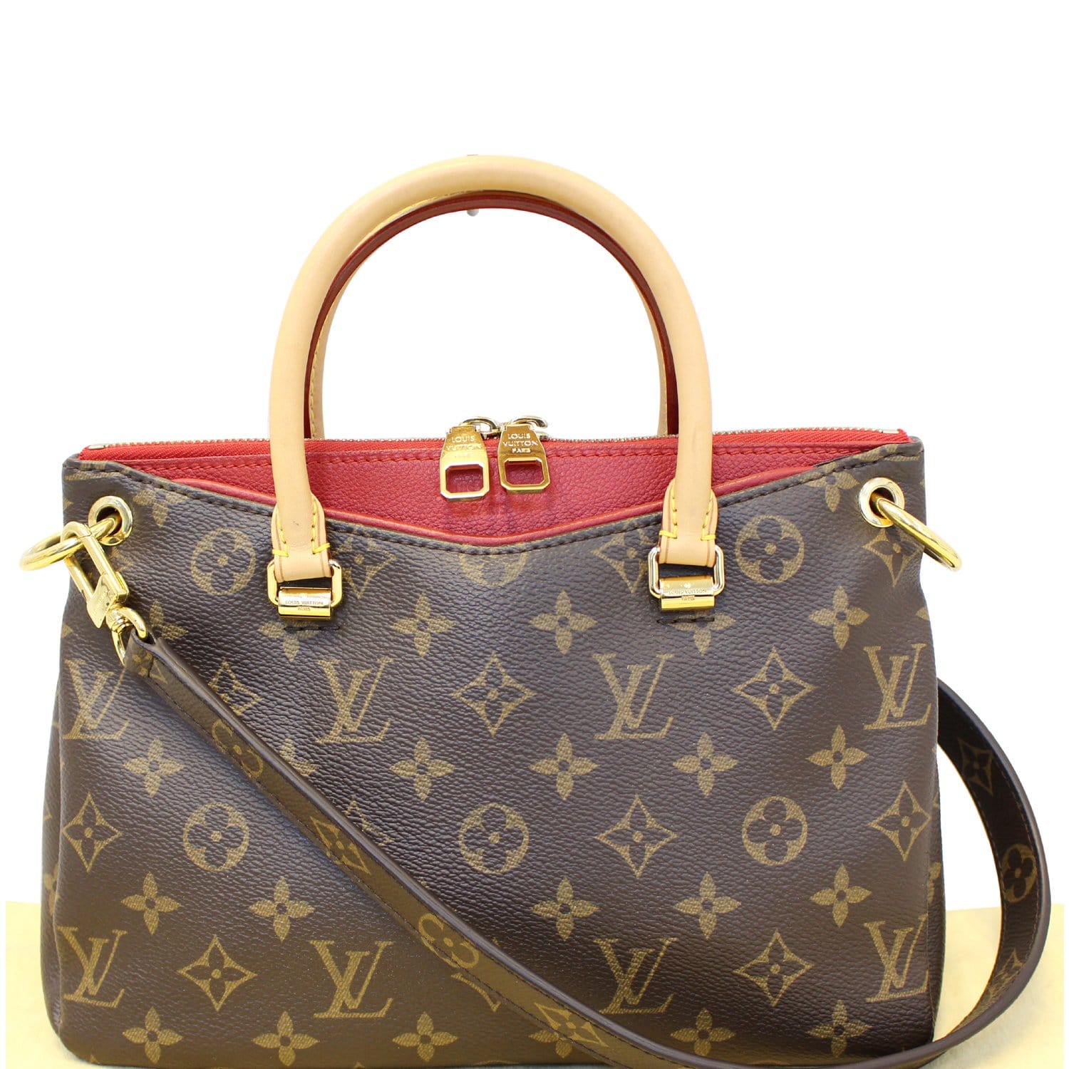 Brown Monogram Coated Canvas and Cerise Leather Pallas BB Gold Hardware,  2019