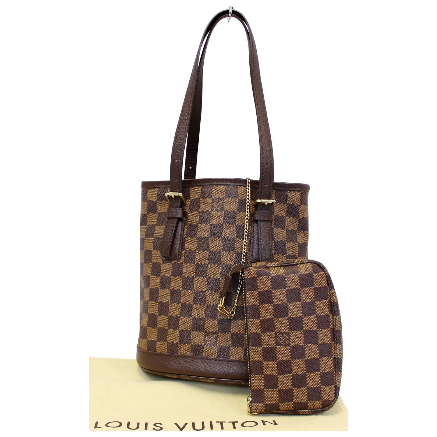 LOUIS VUITTON Marais Bucket Damier Ebene Shoulder Bag Brown