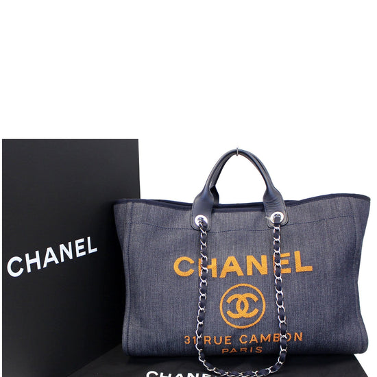 CHANEL Denim Large Shopping Tote Blue 1286176