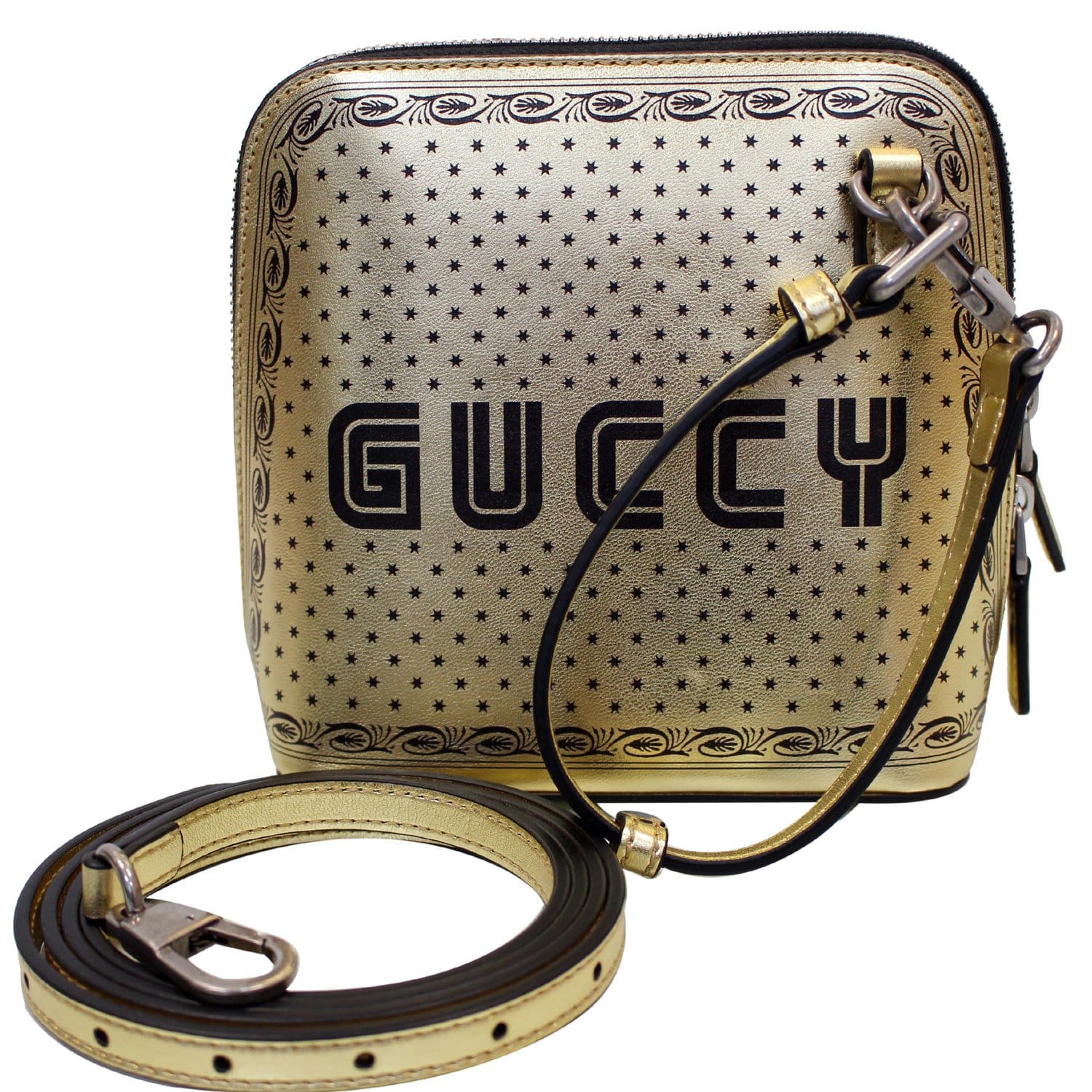 Gucci Crossbody Shoulder Gg Web 86ag Pvc 860027 Gold Crystal