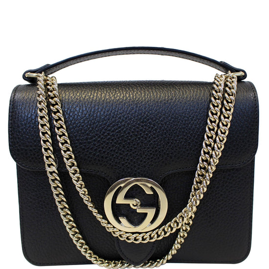 Black Gucci Interlocking G Suede Crystal Crossbody Bag