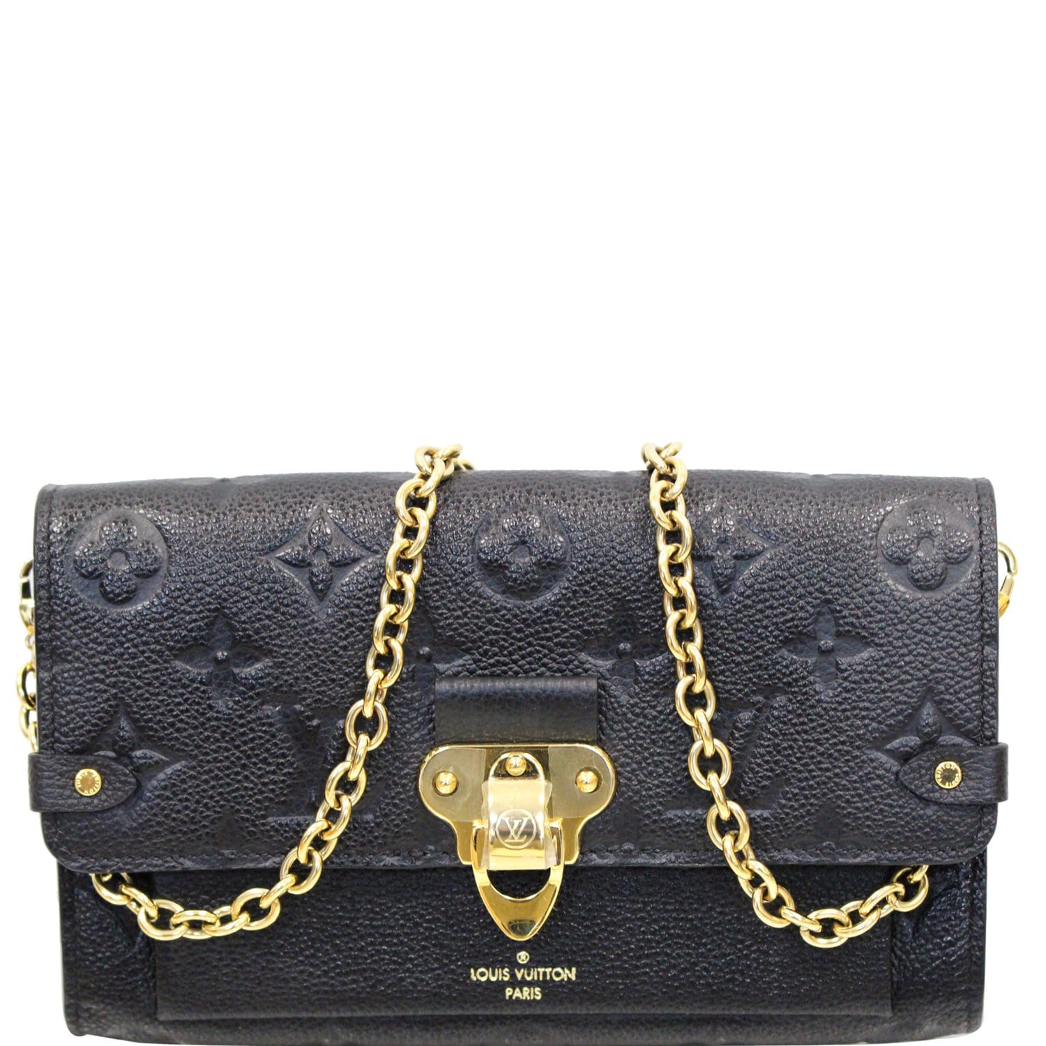 LOUIS VUITTON Vavin Monogram Empreinte Chain Wallet Black