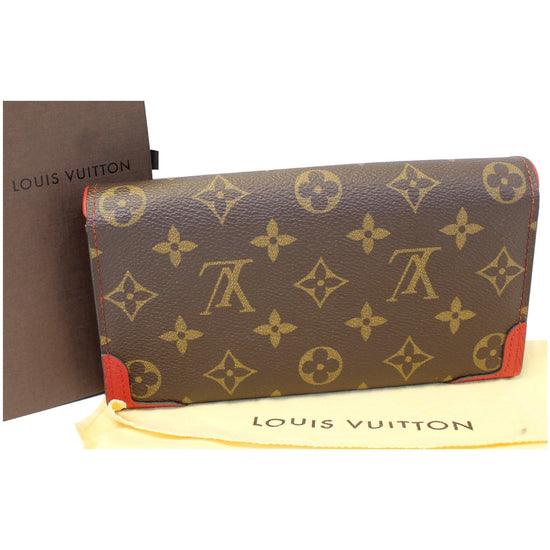 LOUIS VUITTON Long Wallet Portefeuille Sarah Retiro Monogram Canvas Brown  Red