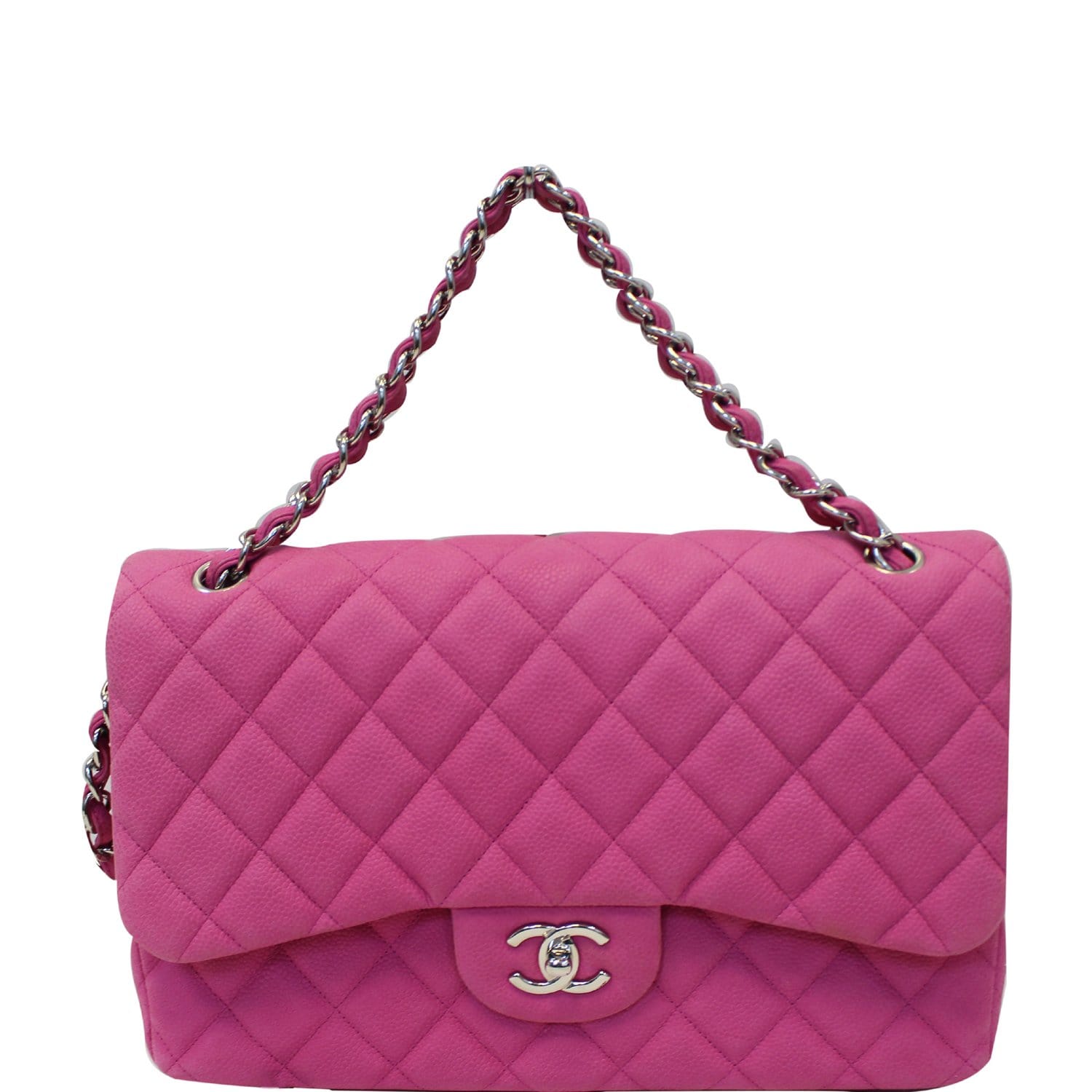 Chanel Red Quilted Caviar Leather Classic Jumbo Double Flap Bag