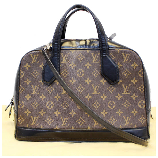 Louis Vuitton Black and Brown Monogram Coated Canvas and Calfskin Nano Dora Silver Hardware, 2016, Womens Handbag