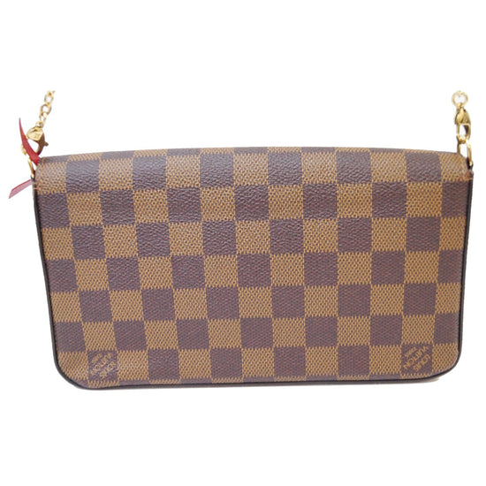 LOUIS VUITTON Pochette Felicie DamierChain bag Checkerboard Grid  CanvasSingle Shoulder Bag Brown