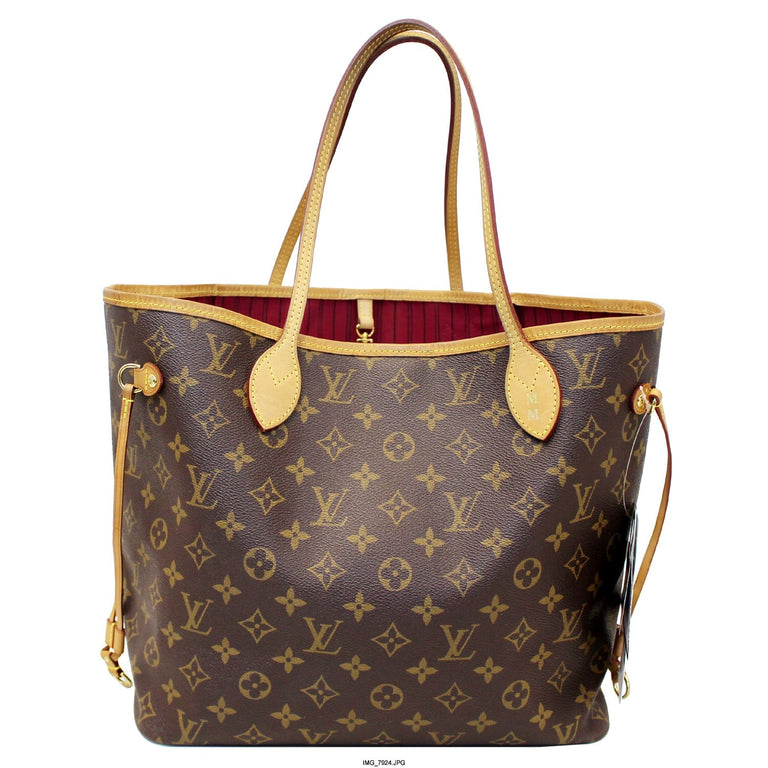 LOUIS VUITTON Neverfull MM Monogram Canvas Tote Shoulder Bag Fuchsia-E4939