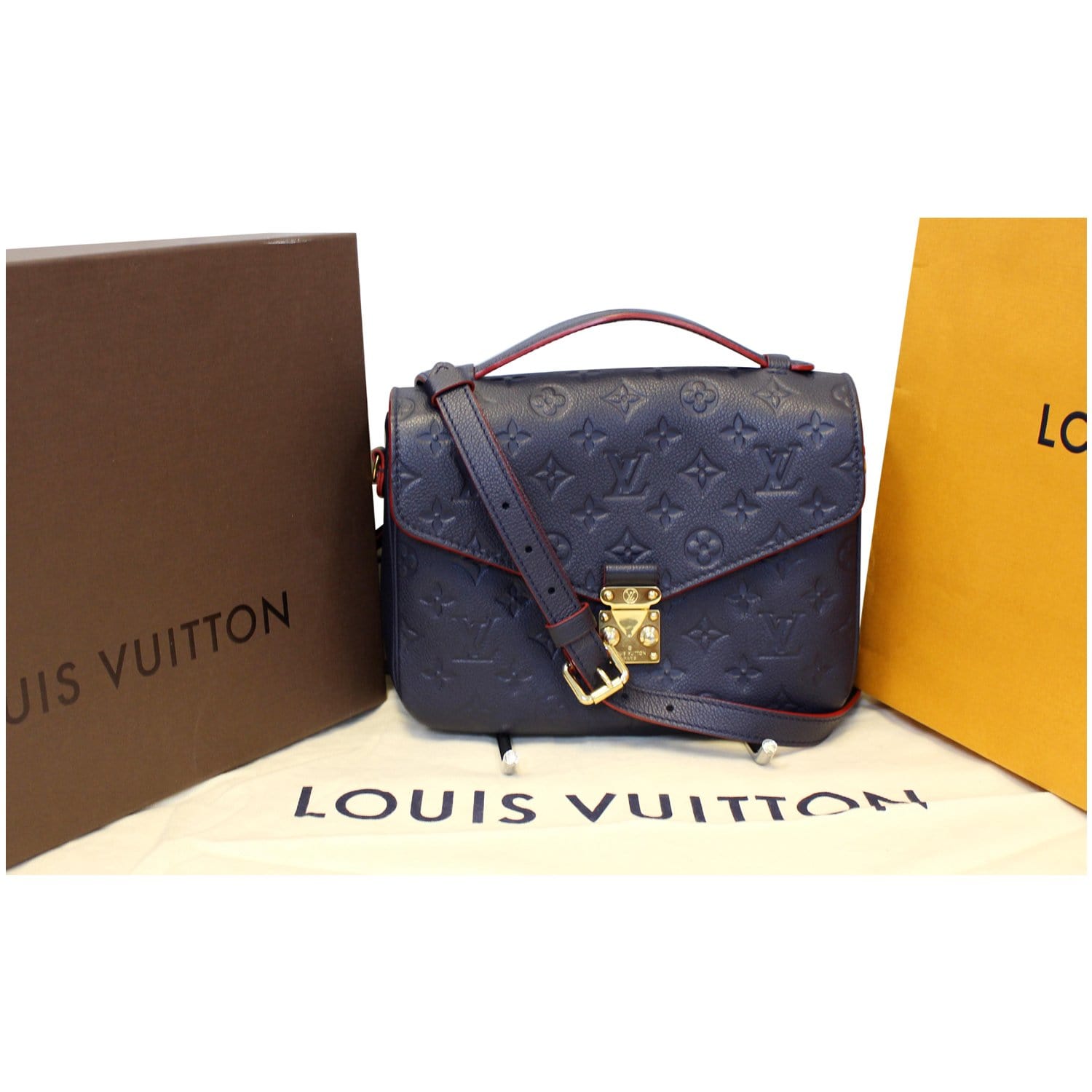 LOUIS VUITTON Metis Pochette Empreinte Leather Crossbody Bag Blue-US