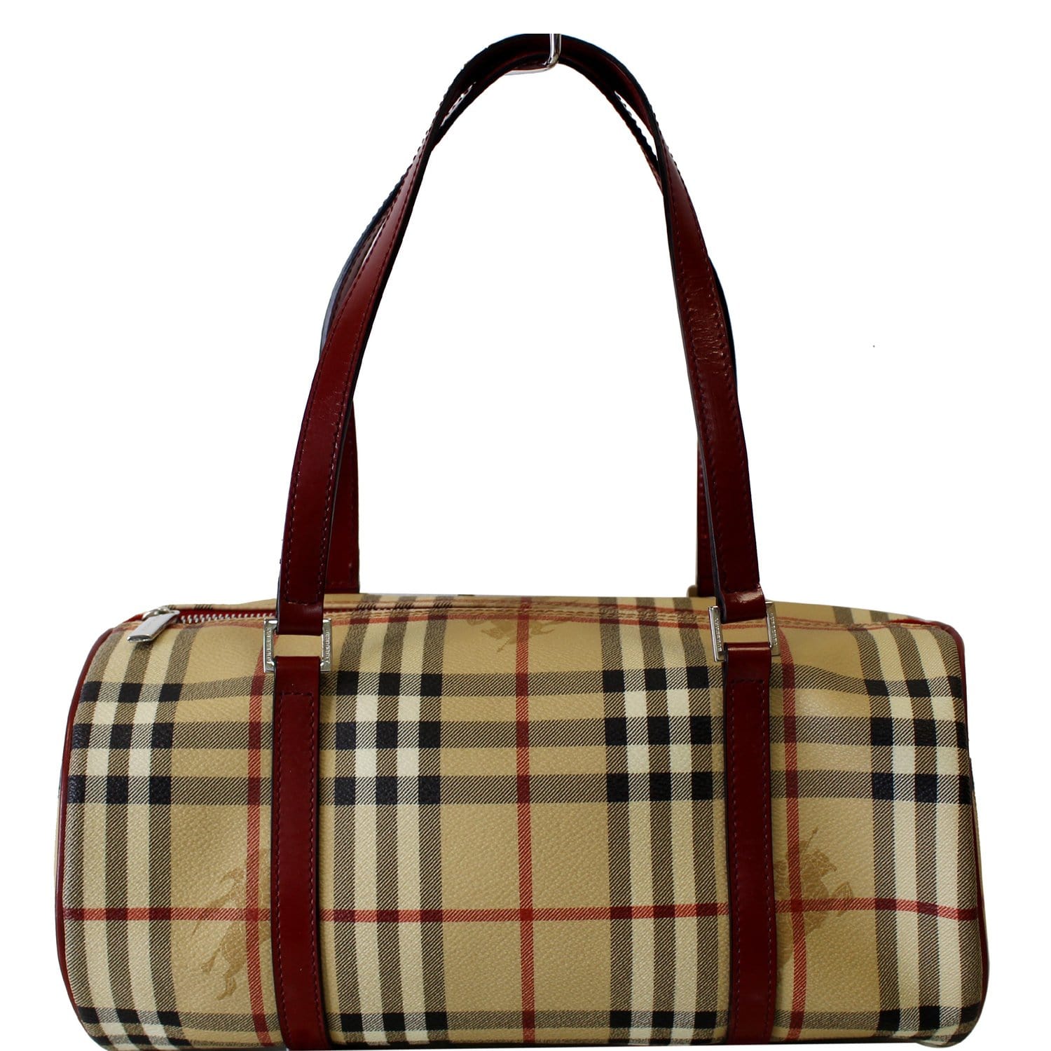 Burberry Shoulder Bag in Classic Check Coated Canvas and Dark