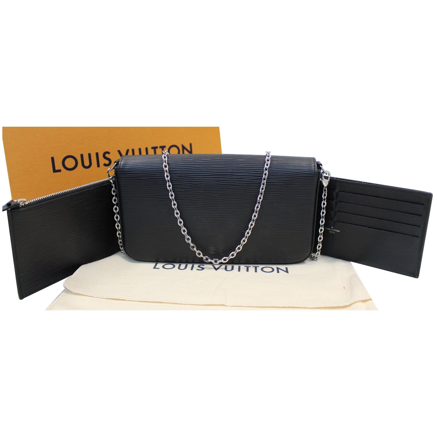 Louis Vuitton Pochette Felicie Epi Crossbody Bag Black