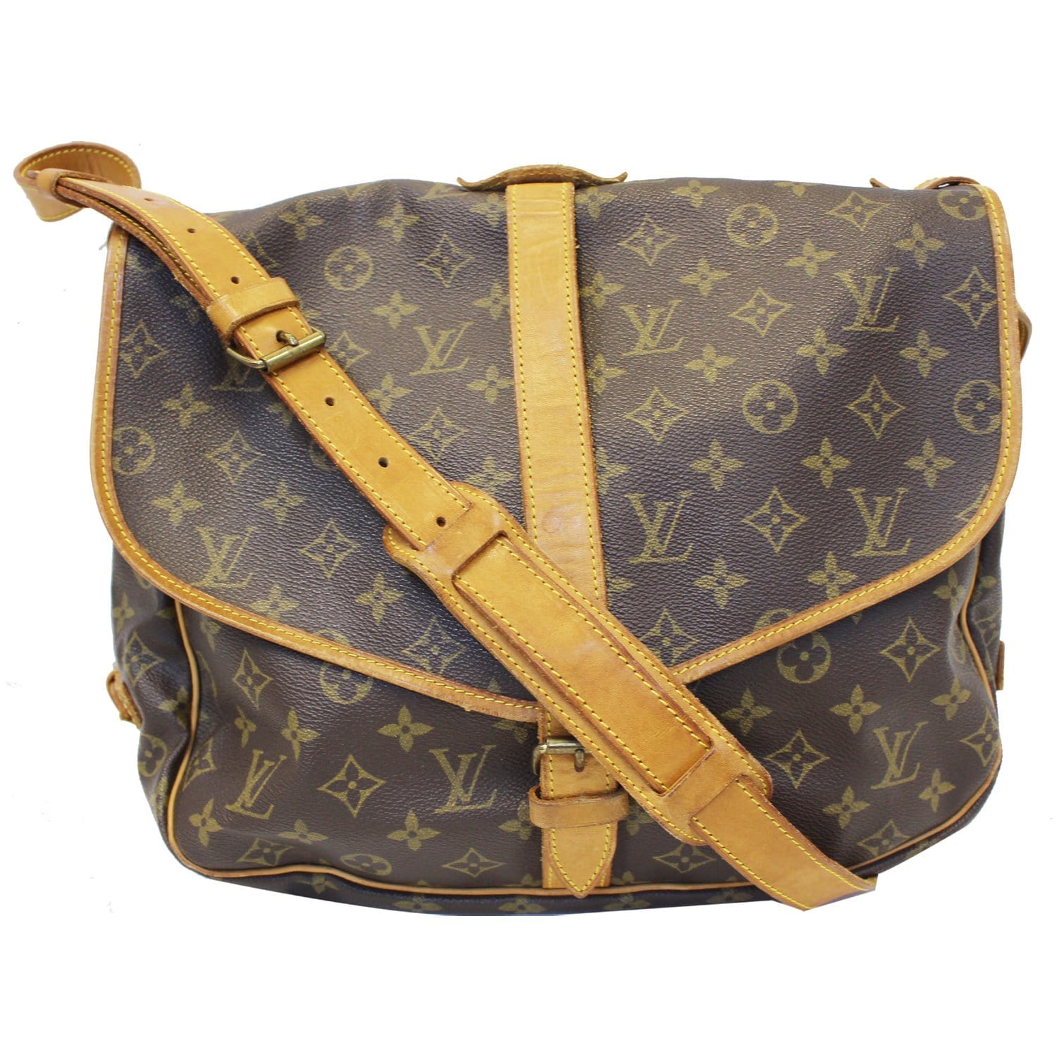 LOUIS VUITTON Saumur 35 Monogram Canvas Shoulder Bag Brown-US