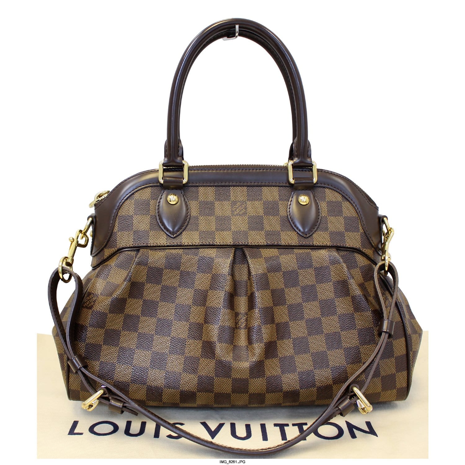 LOUIS VUITTON Trevi PM Damier Ebene Shoulder Bag Brown-US