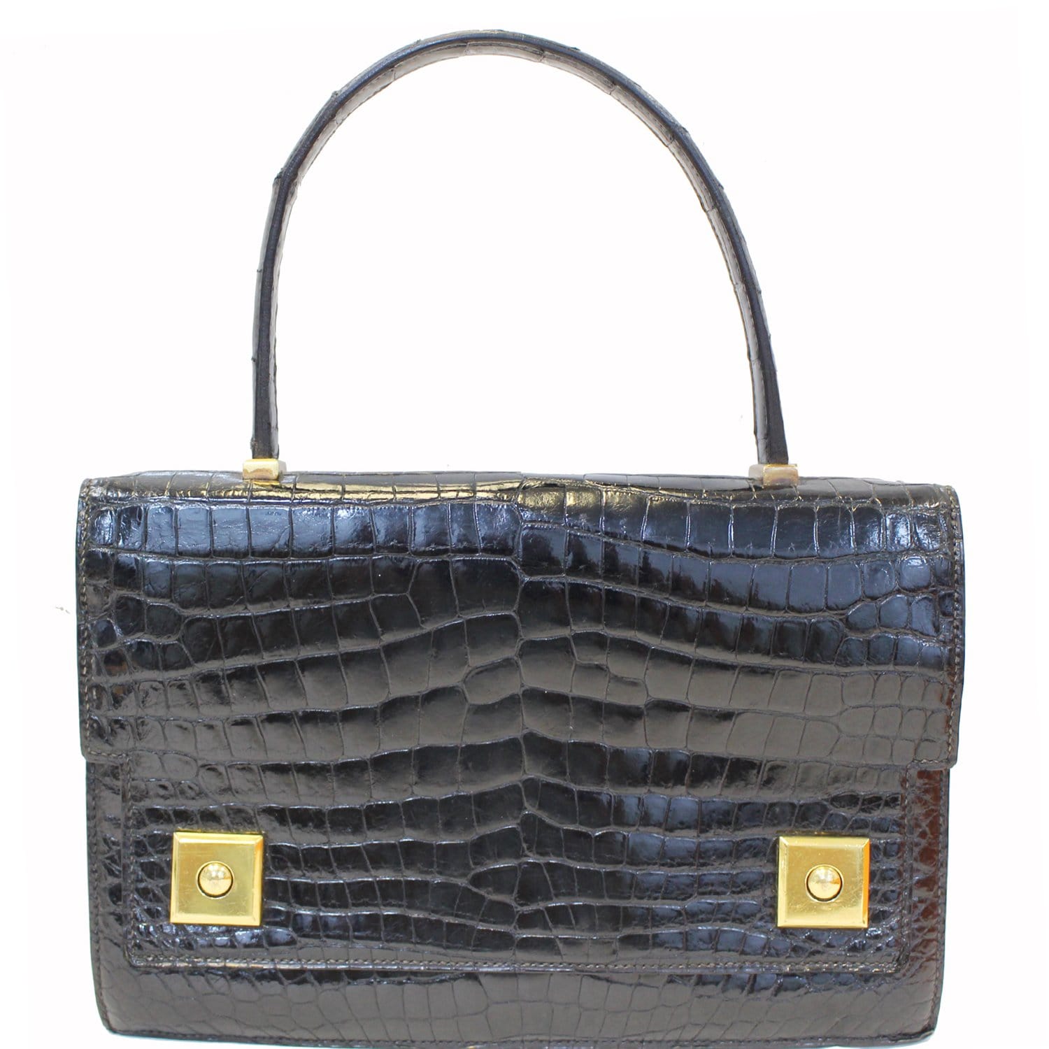 Vintage Gucci Black Crocodile Flap Women’s Shoulder Bag