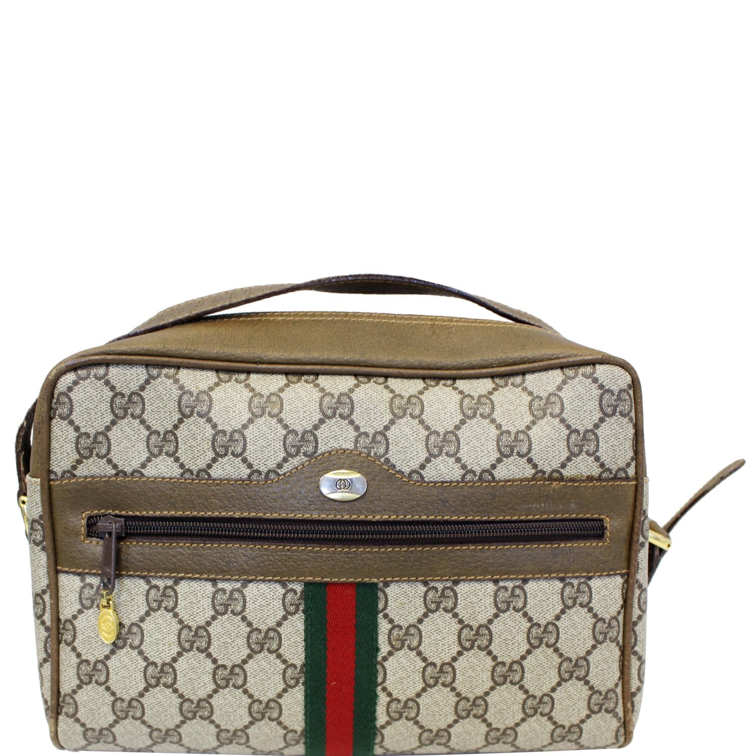 Gucci Brown Classic GG Monogram Canvas Medium Lady Web Crossbody