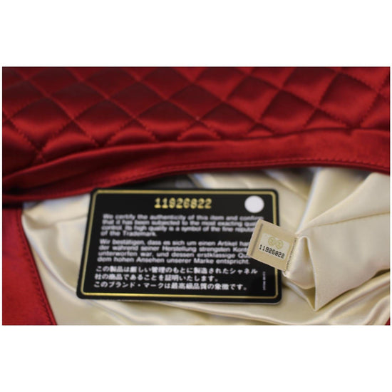 CHANEL CC Half Moon Quilted Satin Clutch Bag Red