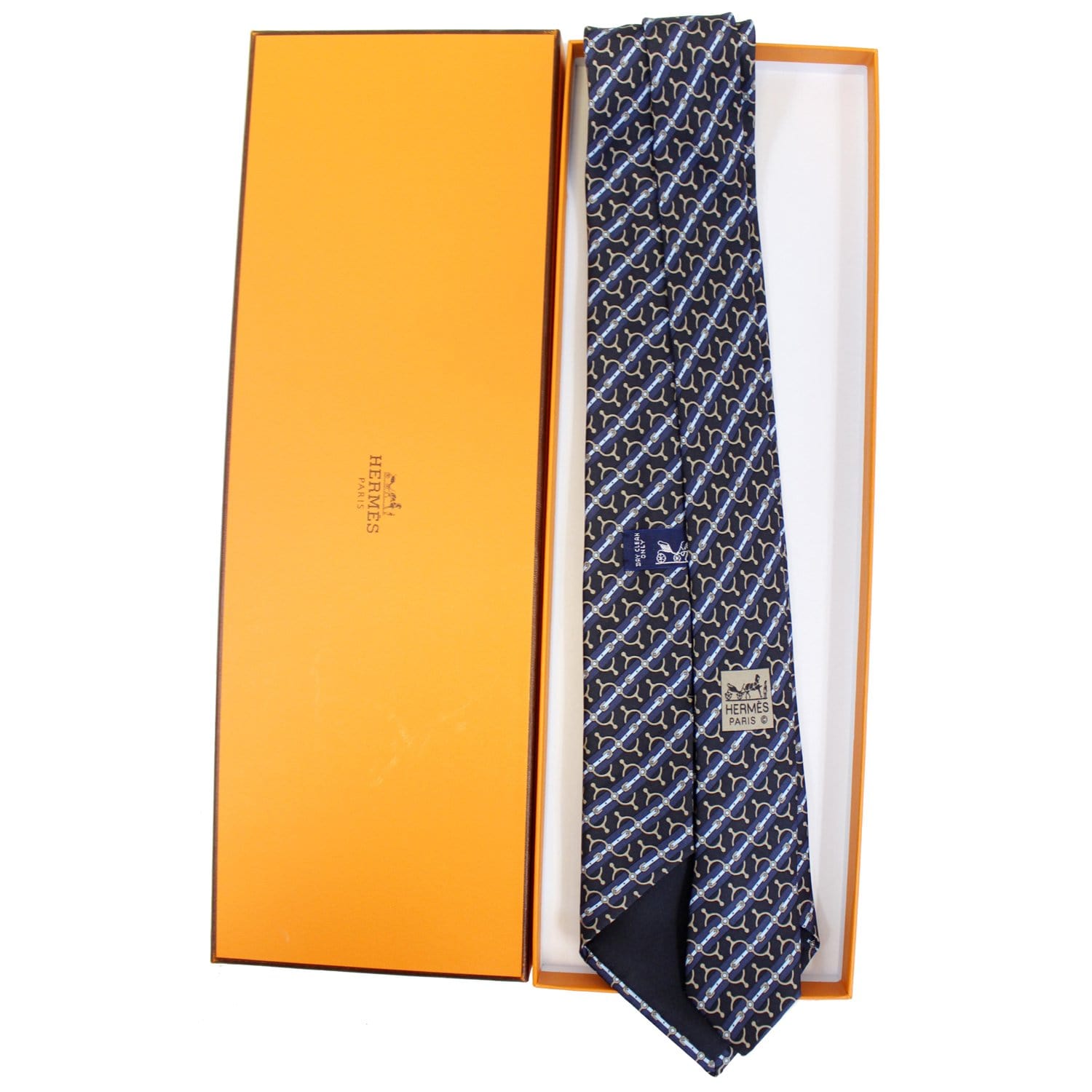 Hermes Silk Neck Tie Navy for Men - Hermes Pre-owned Neck Tie