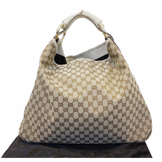 Buy Gucci Horsebit Hobo GG Canvas Large Brown 980001