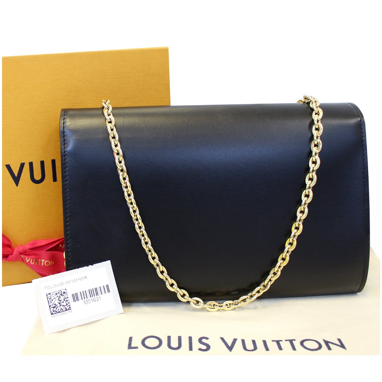 redden produceren In LOUIS VUITTON Chain Louise GM Noir Leather Shoulder Crossbody Bag-US