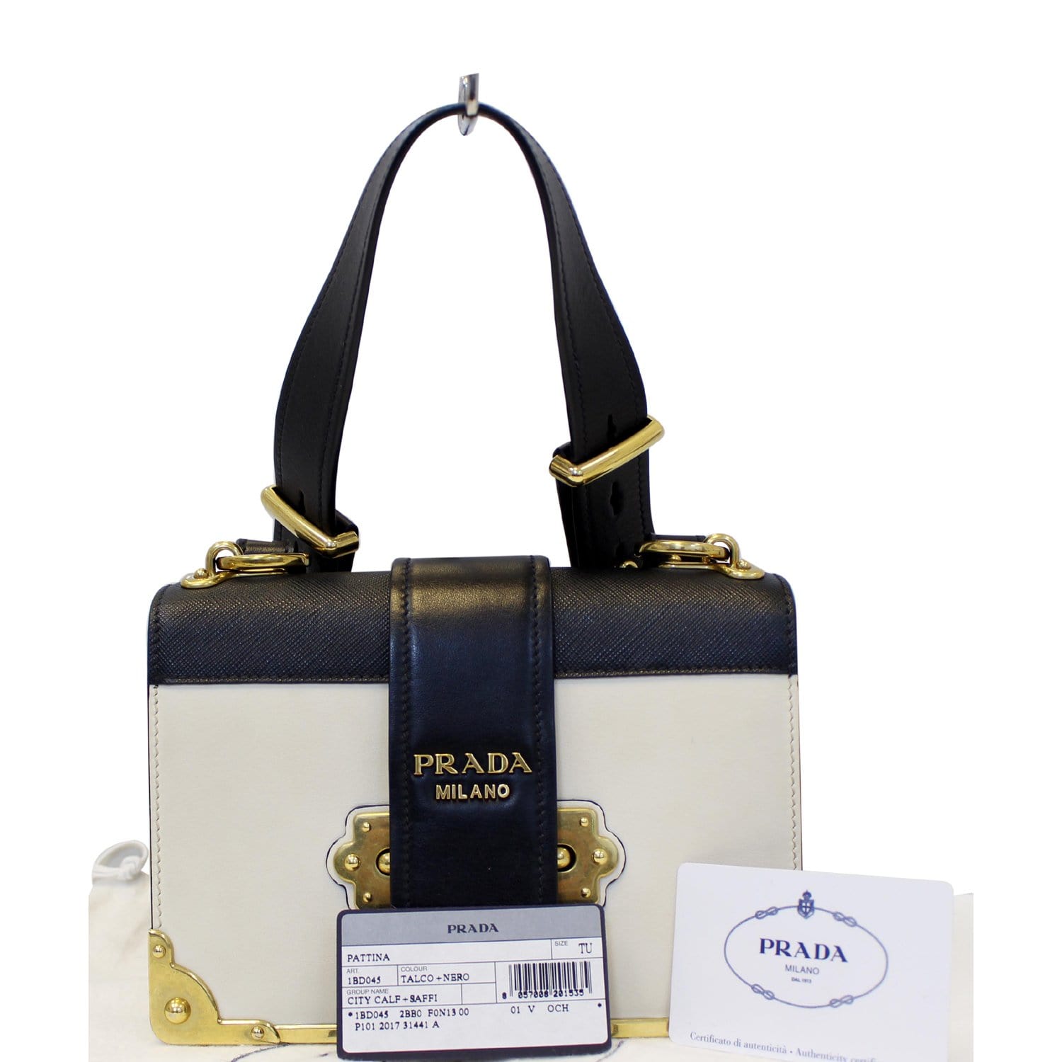 Prada Small Cahier Polished Leather Bag In White, ModeSens