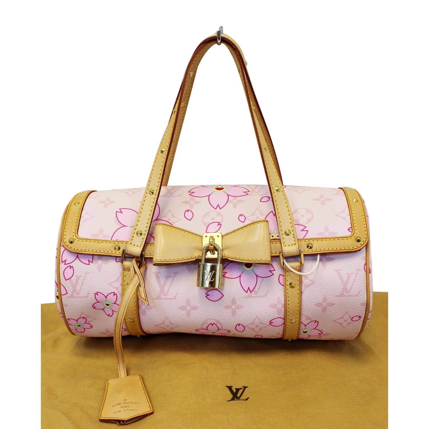 LOUIS VUITTON Papillon Pink Monogram Cherry Blossom Tote Handbag-US