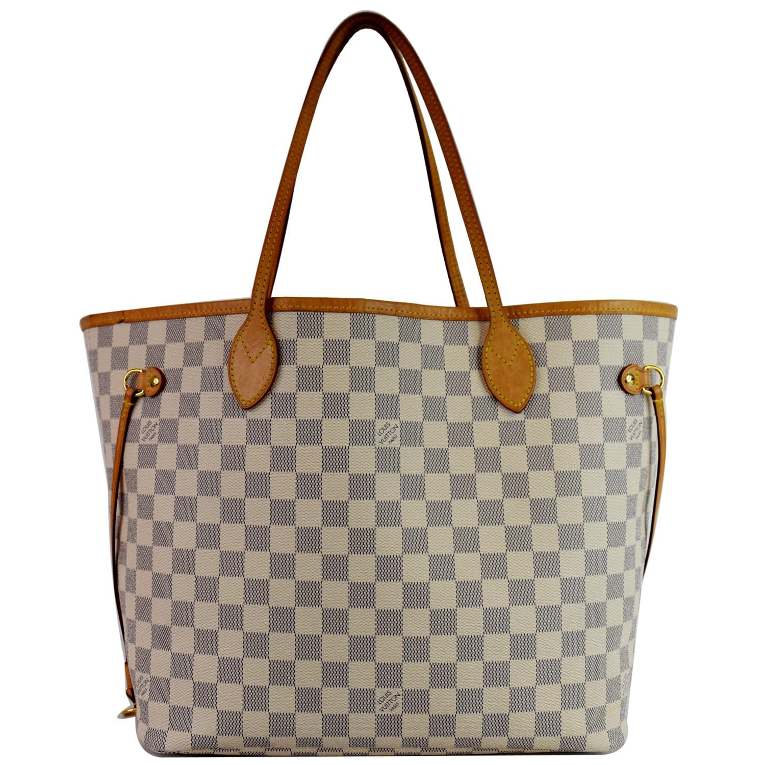 LOUIS VUITTON Neverfull MM Damier Azur Shoulder Bag White