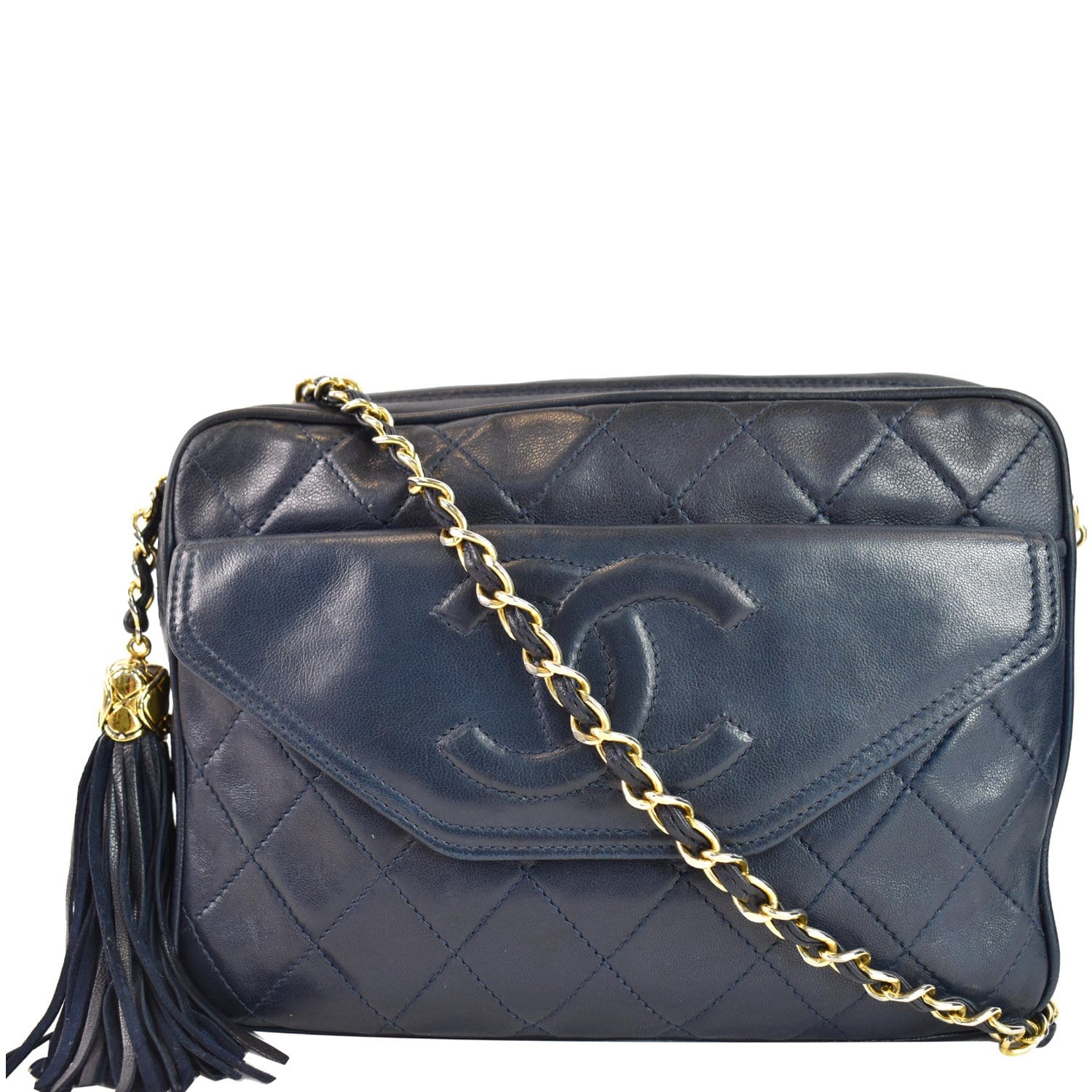 Chanel Navy Leather Double Zip Camera Bag Q6B1OR1LNB000
