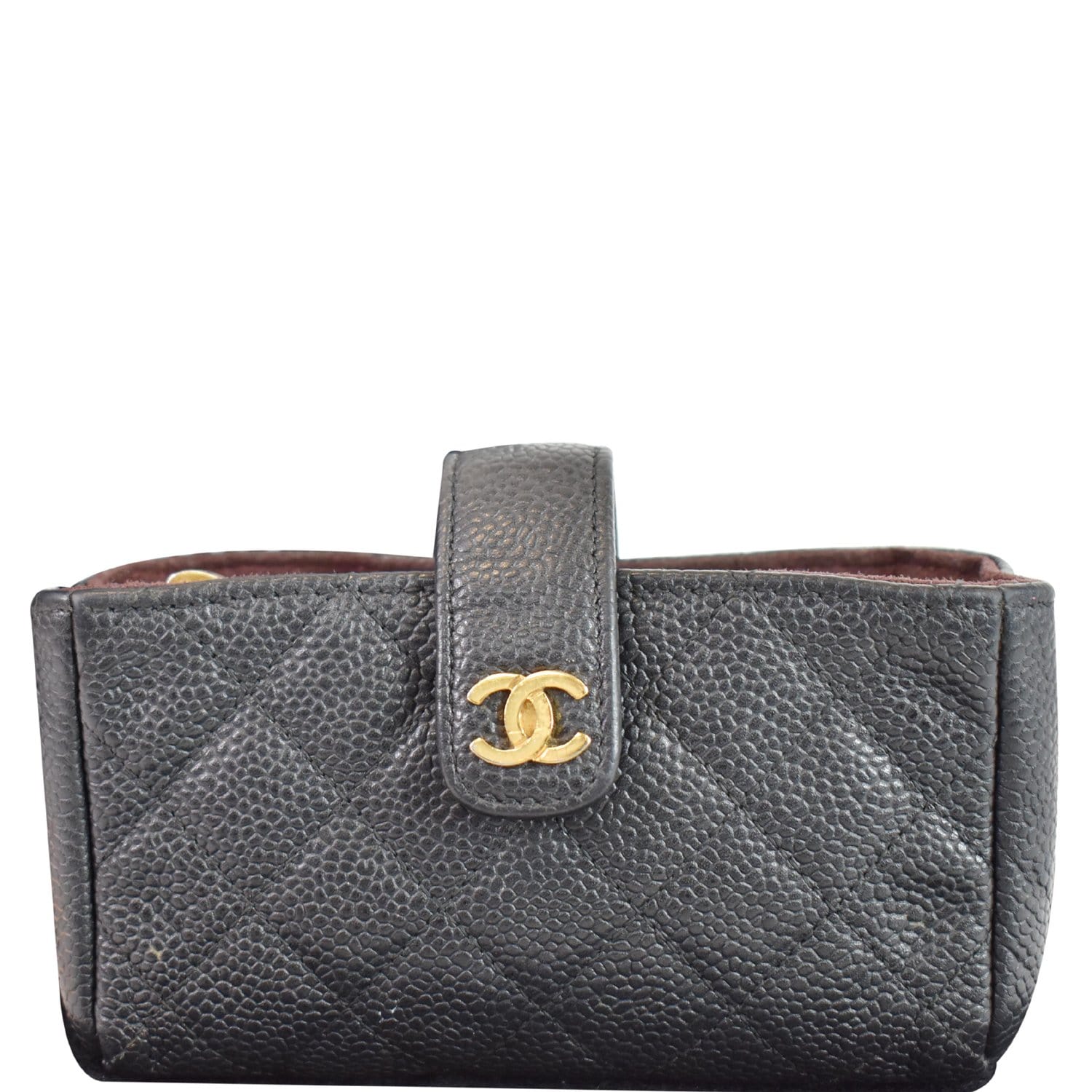 Chanel Quilted Caviar Leather Mini Phone Holder Clutch
