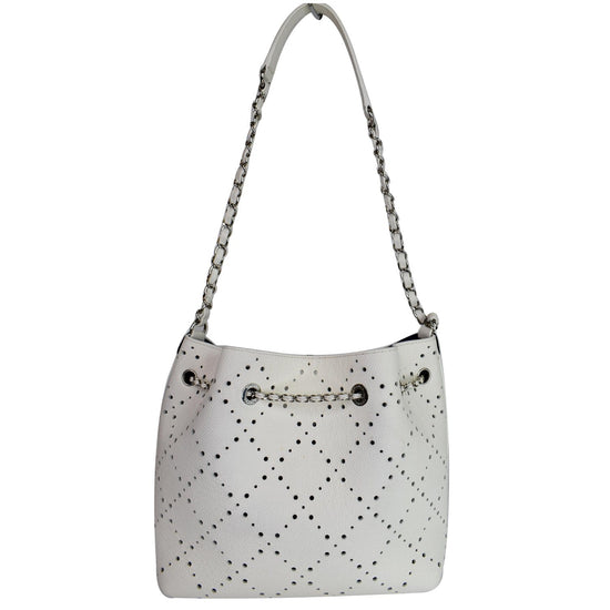 Chanel Bucket Bag White Perforated Pouch Purse NEW Rare Sold Out Pink Purple
