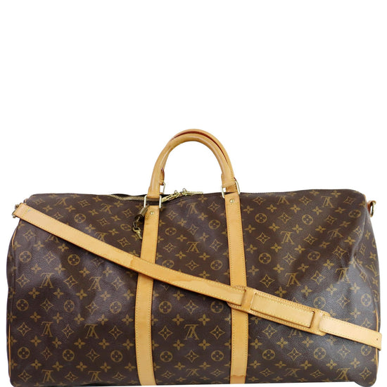 Customized LV Keepall 60 Travel bag in monogram canvas F*** #66 !