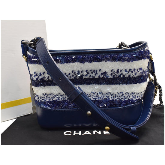 Chanel Gabrielle Sequins Small Hobo Shoulder Bag Blue/White