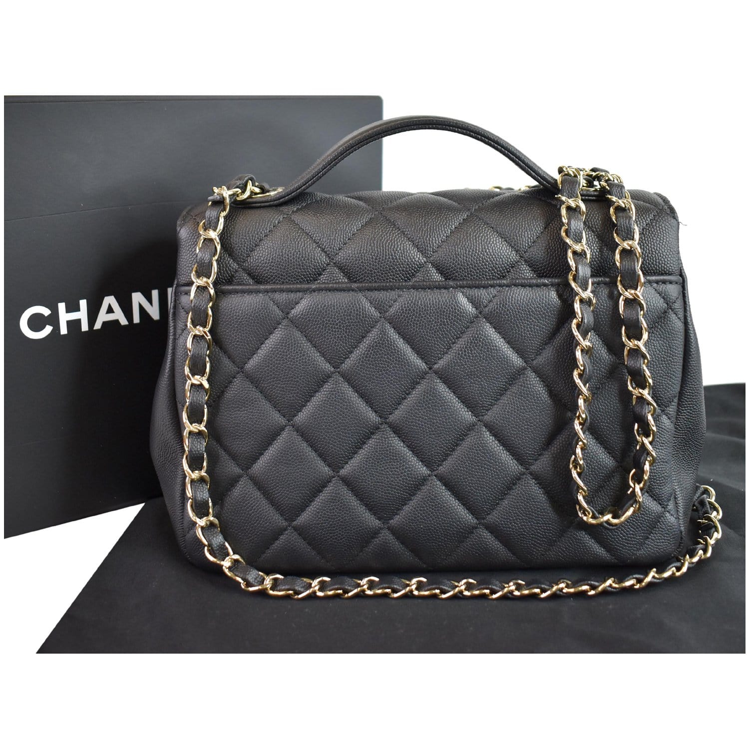 CHANEL Business Affinity Medium Flap Caviar Quilted Shoulder Bag Black