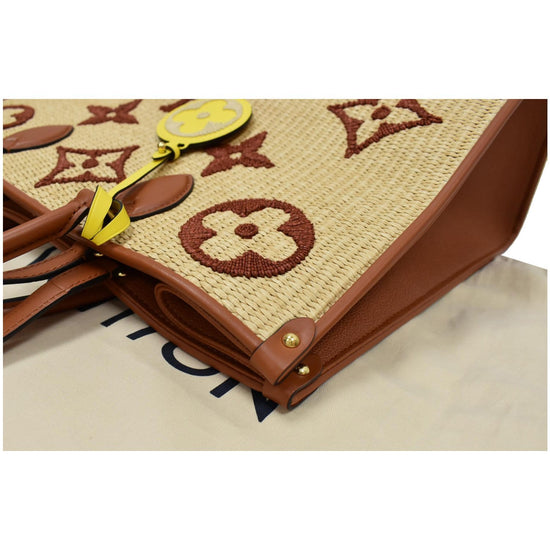 Louis Vuitton Tan Raffia Giant Monogram OnTheGo MM On the go New