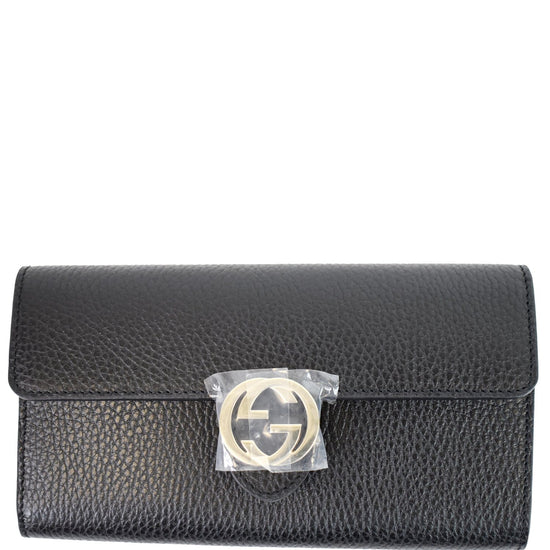 GUCCI GG Interlocking Continental Leather Wallet Black 598166