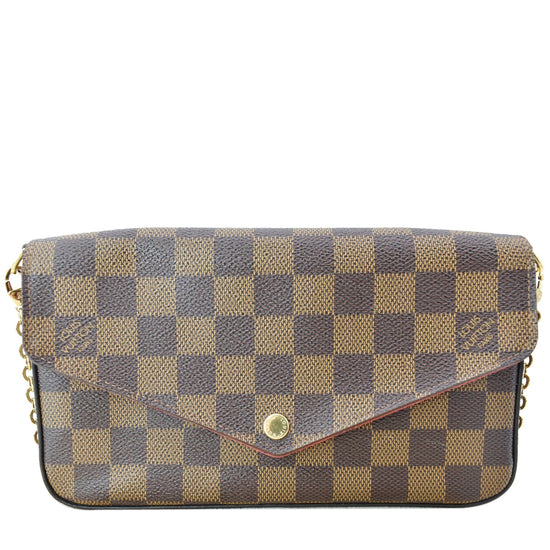 LOUIS VUITTON Felicie Pochette Damier Ebene Shoulder Clutch Bag