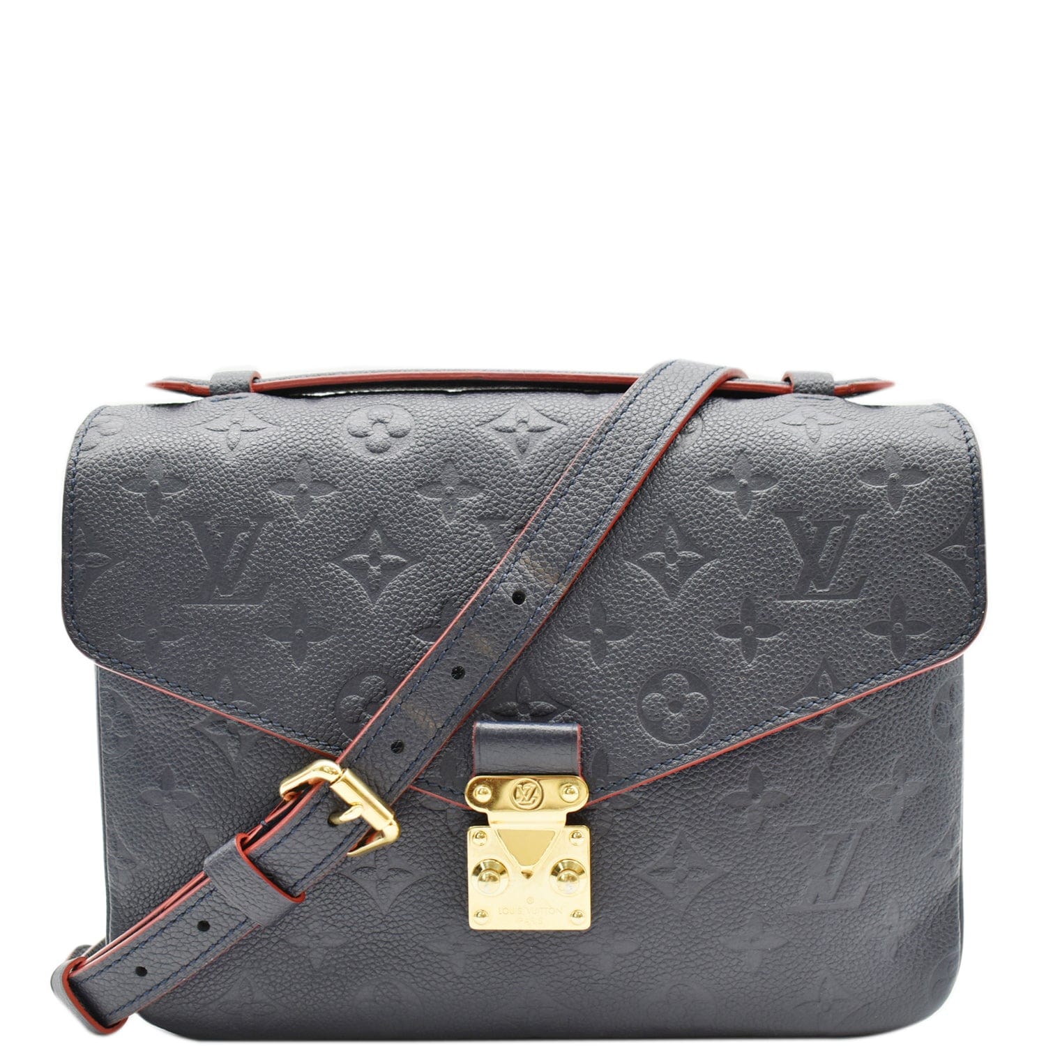 LOUIS VUITTON Metis Pochette Empreinte Leather Crossbody Bag Navy Blue