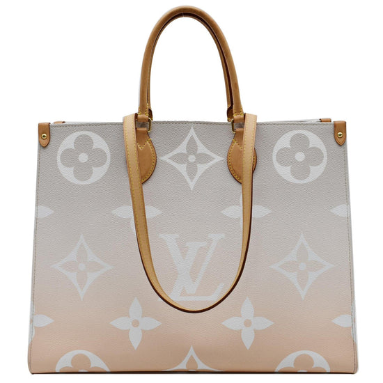 LOUIS VUITTON BY THE POOL ONTHEGO GM PEACH BRUME GRAY WHITE GIANT MONOGRAM  BAG