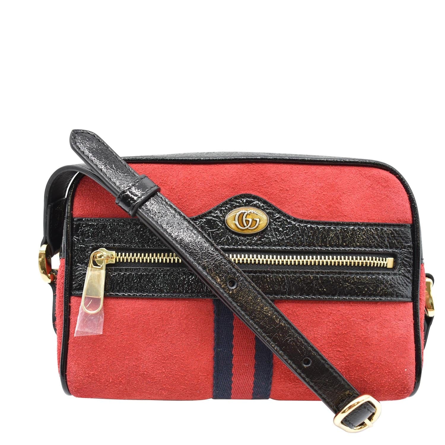 Gucci Ophidia Shoulder Bag Small red suede and black leather