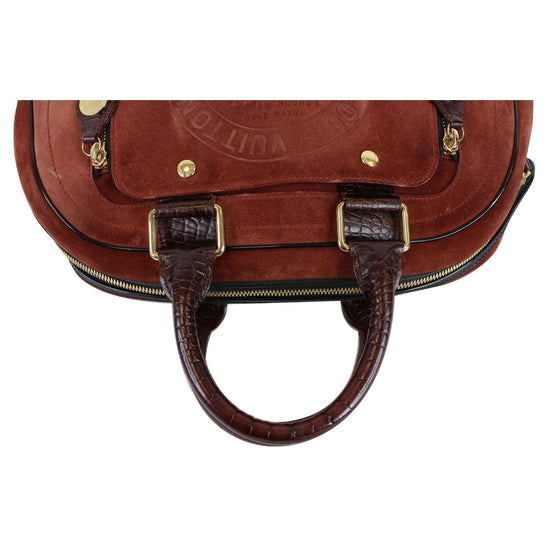 Louis Vuitton Stamp Bag Brown Suede Handbag (Pre-Owned)