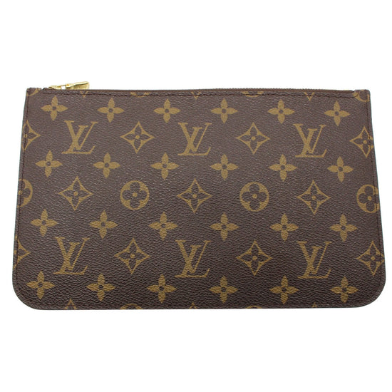 LOUIS VUITTON Neverfull MM Monogram Canvas Pochette Wristlet Pouch Bro