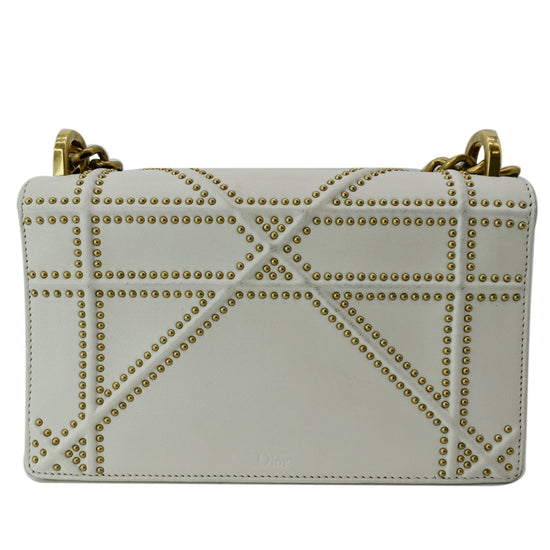 CHRISTIAN DIOR Lambskin Studded Small Diorama Flap Bag Off White 1179960