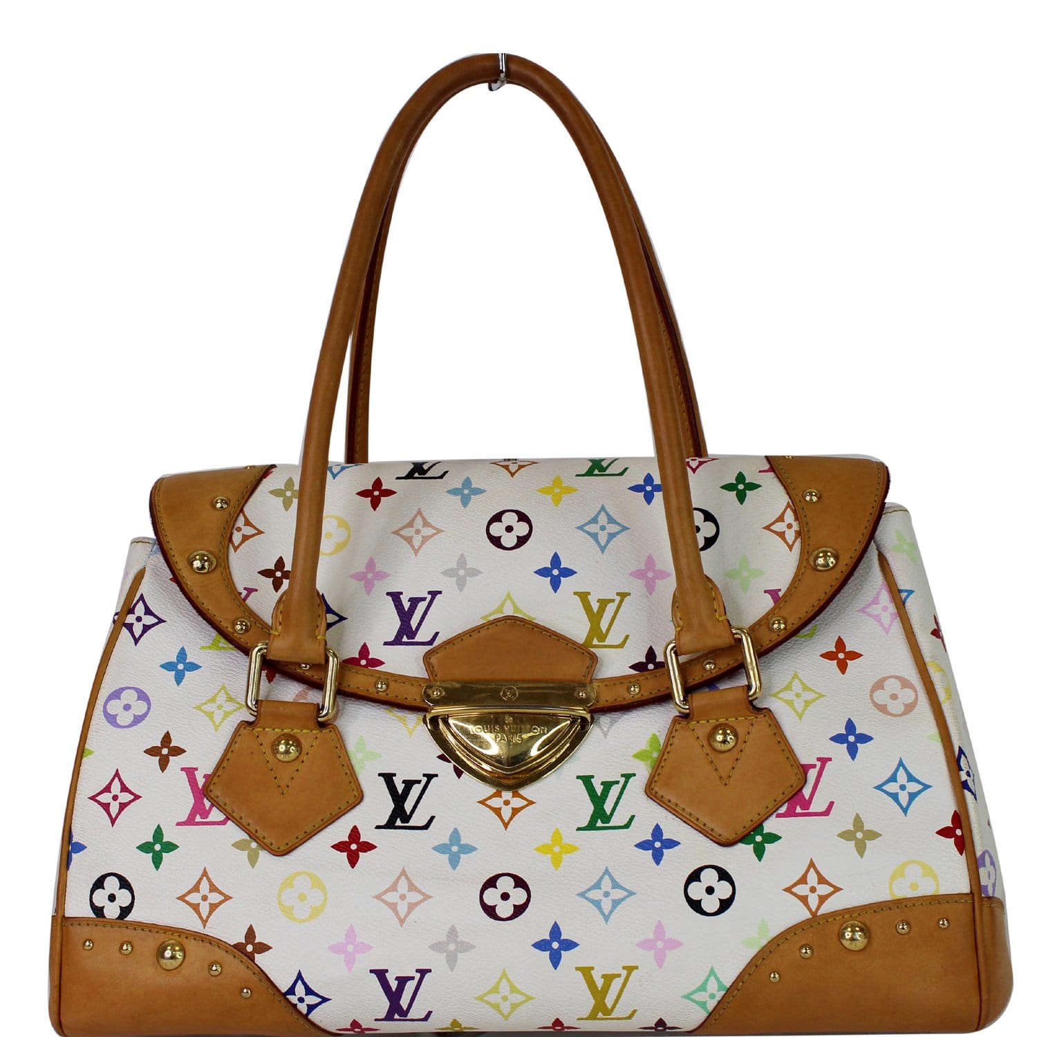 Louis Vuitton New Tote GM White Watercolor Multicolor Monogram Logo  Shoulder Bag