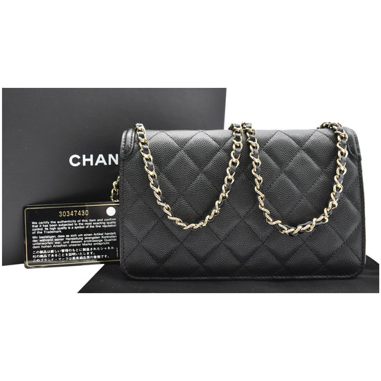Chanel Beige and Black Caviar Quilted Round Filigree Crossbody