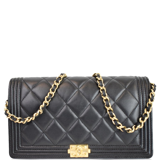 Wallet on chain boy leather crossbody bag Chanel Black in Leather - 33450658