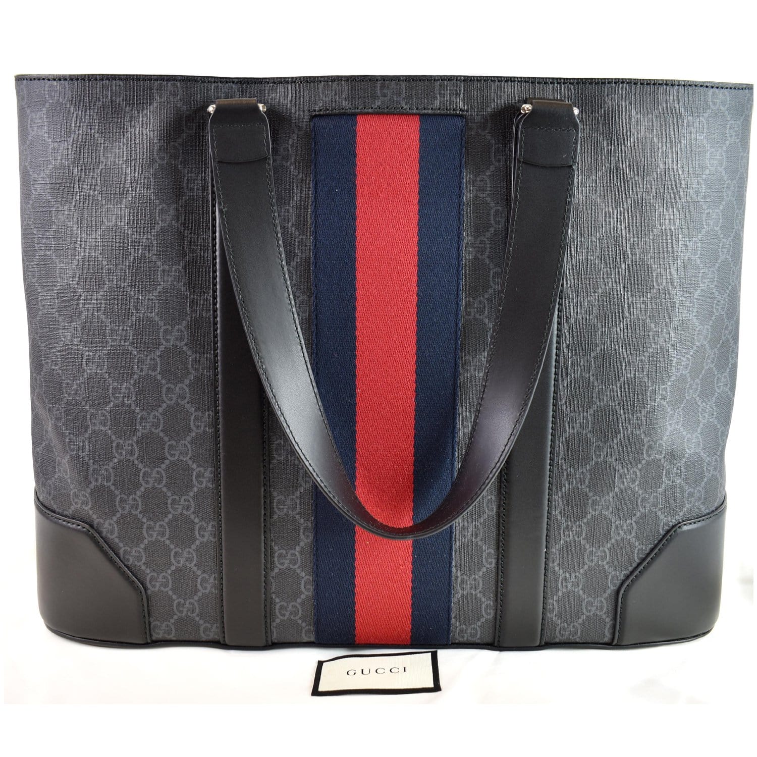 GUCCI Sherry Line GG Supreme Canvas Tote Bag Black 495560