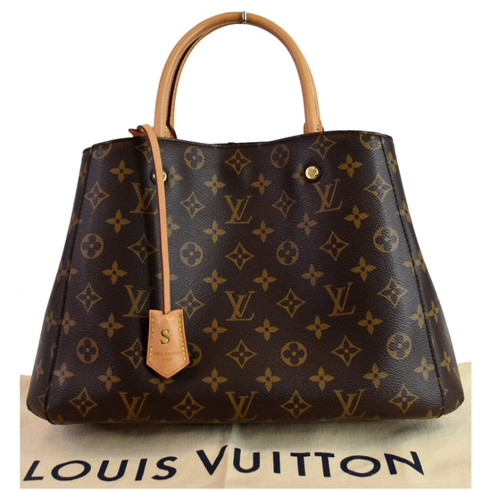 Montaigne cloth handbag Louis Vuitton Brown in Cloth - 33624219