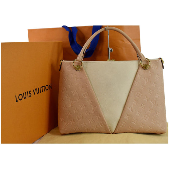 LOUIS VUITTON V MM Monogram Empreinte Tote Shoulder Bag Rose