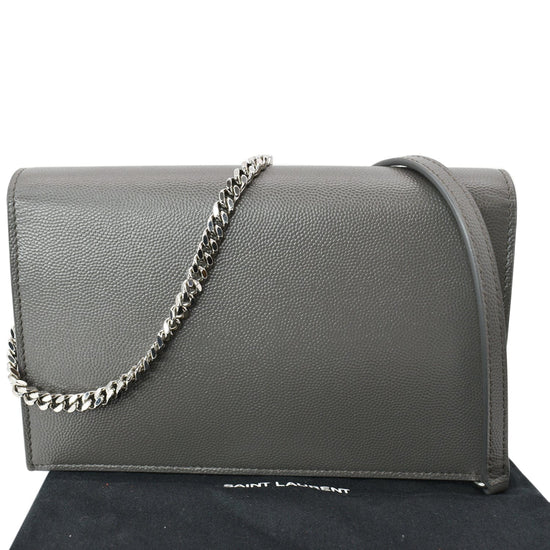 Saint Laurent Silver Textured Leather Small Kate Tassel Crossbody Bag